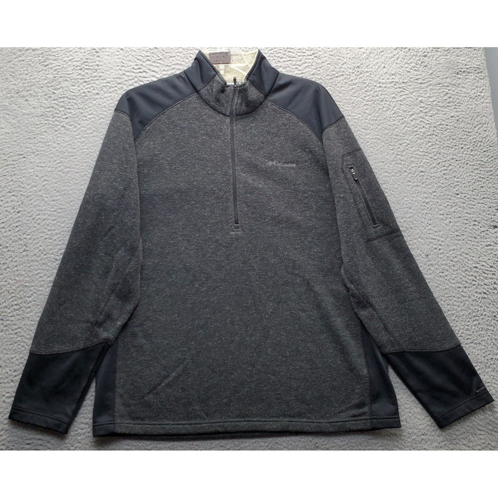 Columbia Quarter Zip Pullover Mens XL Gray Fleece Lined Stand-Up Collar Outdoor